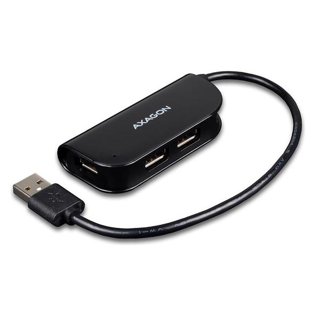Axagon HUE-X4B - USB 2.0 - USB 2.0 - 480 Mbit/s - Schwarz - 0,2 m - USB (USB-A, 4 Ports) (HUE-X4B)