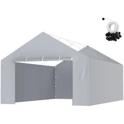 VEVOR Carport-Garagenzelt Seitenwand 606 x 398 x 308 cm, Garagenzelt-Unterstandplane, strapazierfähig, wasserdicht und UV-geschützt, grau (Oberteil und Rahmen nicht im Lieferumfang enthalten)