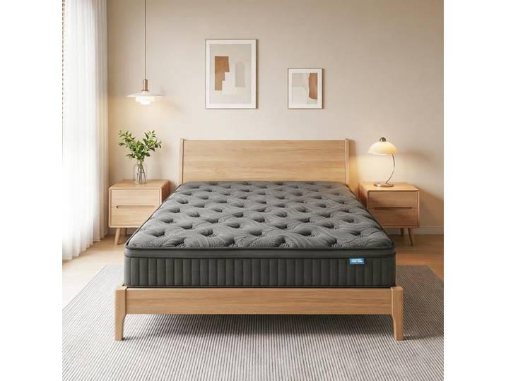 Matelas 140x200 cm HOLDLAMP - Très épais 25 cm - Mémoire de Forme + Ressorts 7 Zones - Hypoallergénique & Réversible Noir