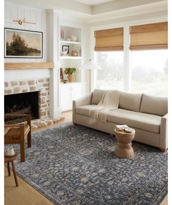 Alexander Home Anniki Persian Botanical Area Rug with Micro Fringe