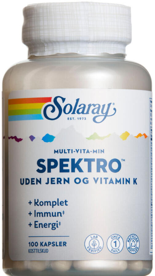 Solaray Spektro Multi-vitamin Uden Jern Kg K-vitamin Kosttilskud 100 stk