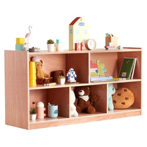 VEVOR Mobiele Cubby Opbergkast met 5 Compartimenten, Bruin, Hout