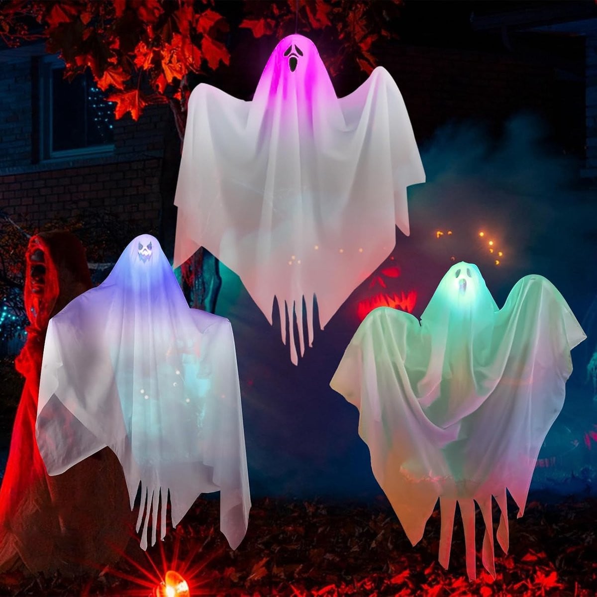 Set van 3 LED Halloween spook lichtkettingen voor binnen en buiten decoratie