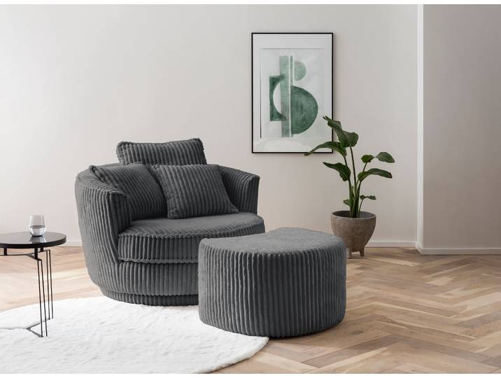 Hocker HOME AFFAIRE MAISIE Cord, passende Ergänzung Big-Drehsessel , grau (anthrazit), B:47cm H:45cm T:53cm, Hocker, Hocker, in 3 Farben