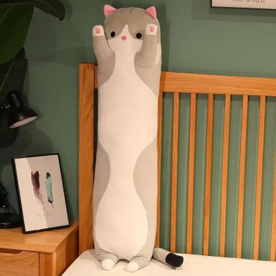 Uplift Essentials Cute Long Cat Plush Pillow For Cozy Sleep & Cuddles 19.7 In grey
