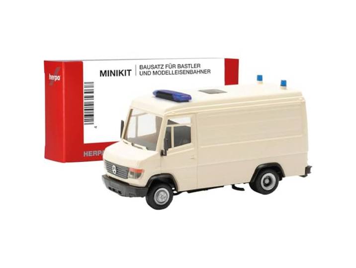 Herpa Modelbouwset Mercedes-Benz Vario RTW Miniatuur op schaal 1:87, verzamelstuk, kit voor modelbouw, kunststof, 1 stuk, wit