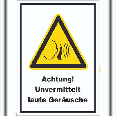 HB-Druck Achtung Unvermittelt laute Geräusche Aufkleber A5 (148x210mm)