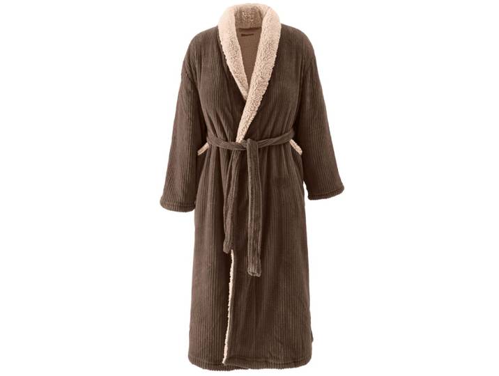 Peignoir polaire mixte côtelé ultra chaud noisette xxl