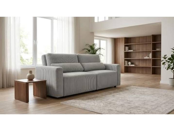 2-Sitzer-Sofa, ausklappbar, Stauraum, khakigrün, Cord, Komo Family