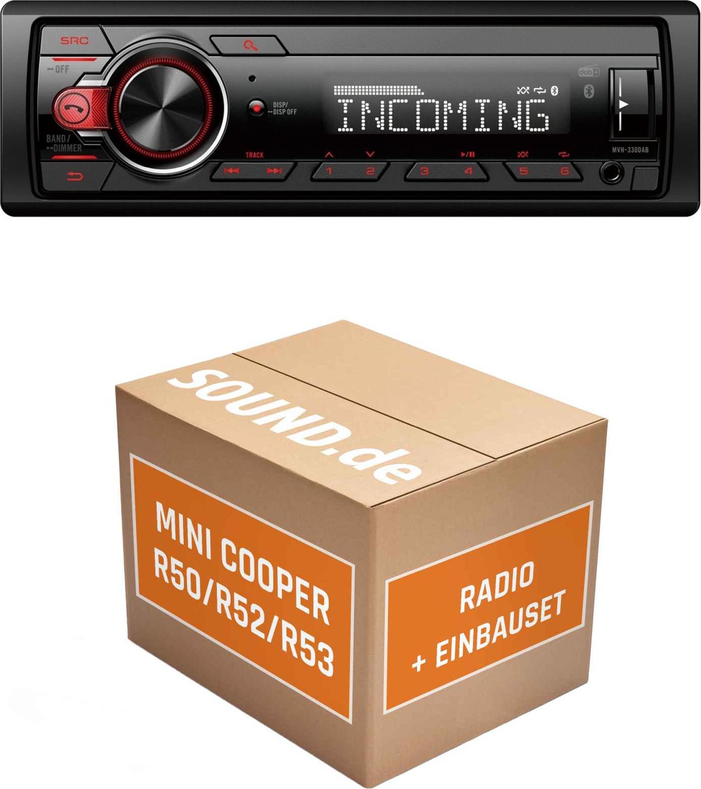 Autoradio Einbaupaket Pioneer MVH330DAB passend für Mini Cooper R50/R52/R53 + Business Harman Kardon | Bluetooth Telefonieren