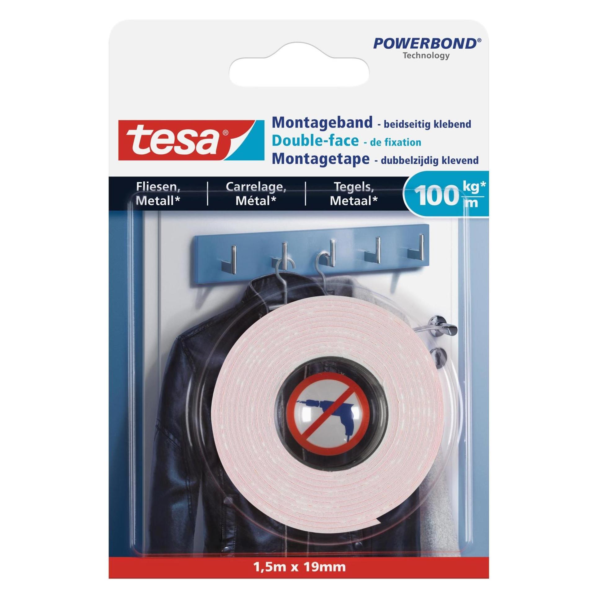 tesa Powerbond doppelseitiges Montageband für Fliesen & Metall (19 mm) (77746-00000-00)