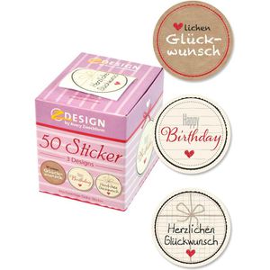 Zweckform Sticker 56814 Z-Design Deko-Sticker, Herzlichen Glückwunsch, auf Rolle, 50 Aufkleber, 50 Stück
