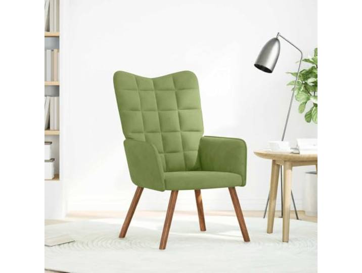 Samt-Relaxsessel Hellgrün mit Holzfüßen Samtbezug, stabiler Sperrholzrahmen und Metall, Holzfüße, dicke Polsterung, universelles Design