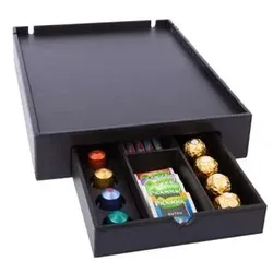 Willkommenstablett SPACE aus Kunstleder Schwarz mit Kaffeemaschine START