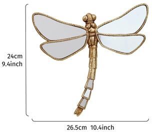 Inspire Select Golden Dragonfly Wall Decor Resin Mirror Finish Curly Tail Hanging Ornament For Home Decoration a