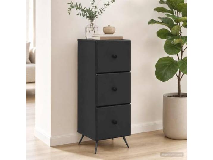 HPUYRFG Schubladenschrank Schwarz 33 x 34,5 x 90 cm Holzwerkstoff Verstellbare Regale, Schlossmechanismus, kompaktes Design, einfache Montage, pflegeleichte Oberfläche