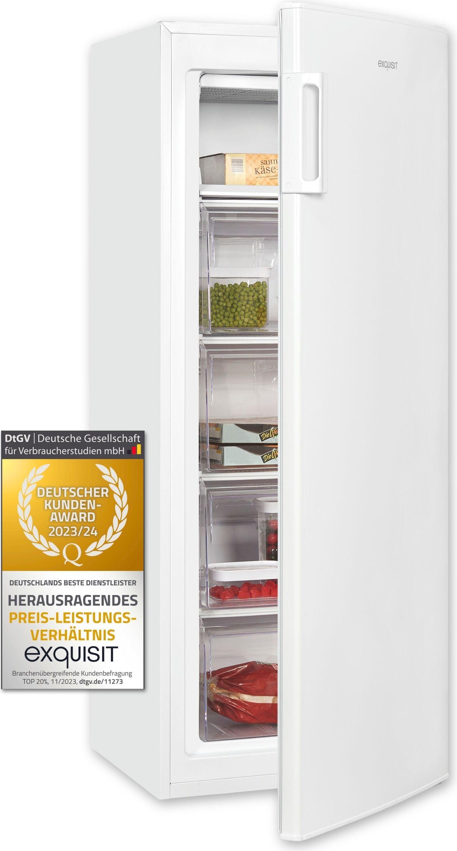 Exquisit Gefrierschrank GS230-H-040D weiss | 168 l Nutzinhalt | 4* Gefrieren | Wechselbarer Türanschlag | 55cm Breite