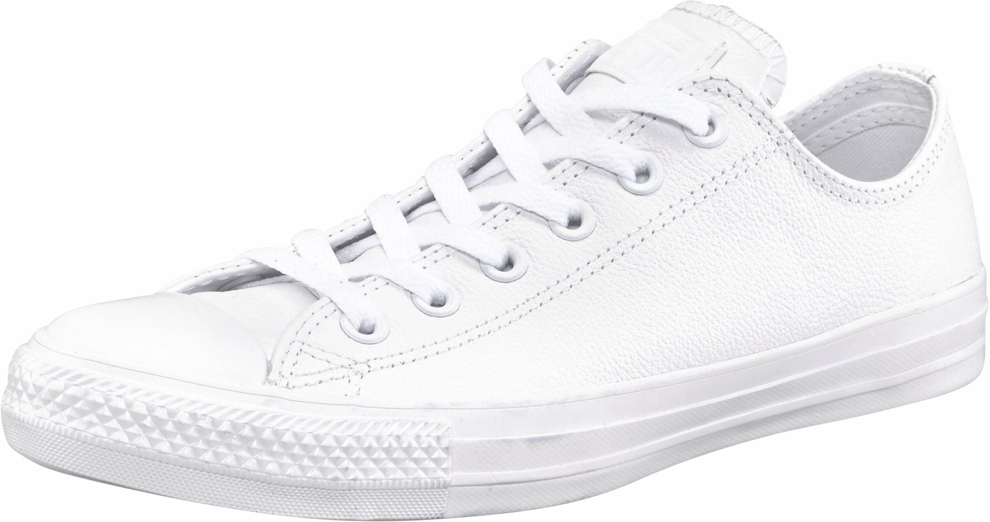 Sneaker CONVERSE "Chuck Taylor Basic Leather Ox Monocrome", Damen, Gr. 41, weiss (weiß), Leder, Schuhe Sneaker weiß 41