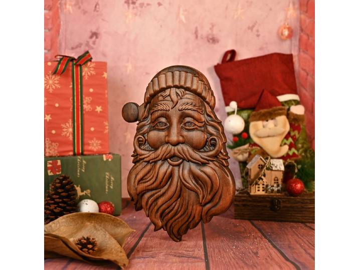 Décoration murale de noël Vintage en bois, Sculpture, ameublement de maison, ornements de Sculpture sur bois