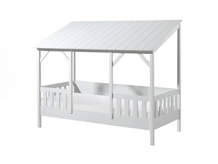 Vipack Bed, Metal Wood Cotton, White, 90 x 200 cm