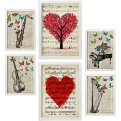 POSTER Set Mit 6 Vintage Musik Sammlung A3 & A4 Weißer Rahmen