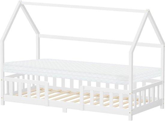 Kinderbett mit Matratze - Hausbett Kleinkinder - Schlafen in einer eigenständigen Art und Weise - Montessori Stil - 90x200cm - Weiß