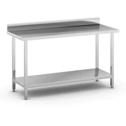 Edelstahl-Werkbank mit Ablage und Zaun, 1500 x 600 x 850 mm