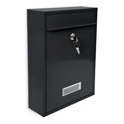 Helloshop26 - Schwarzer Wandbriefkasten im modernen Design für den Außenbereich (Garten)