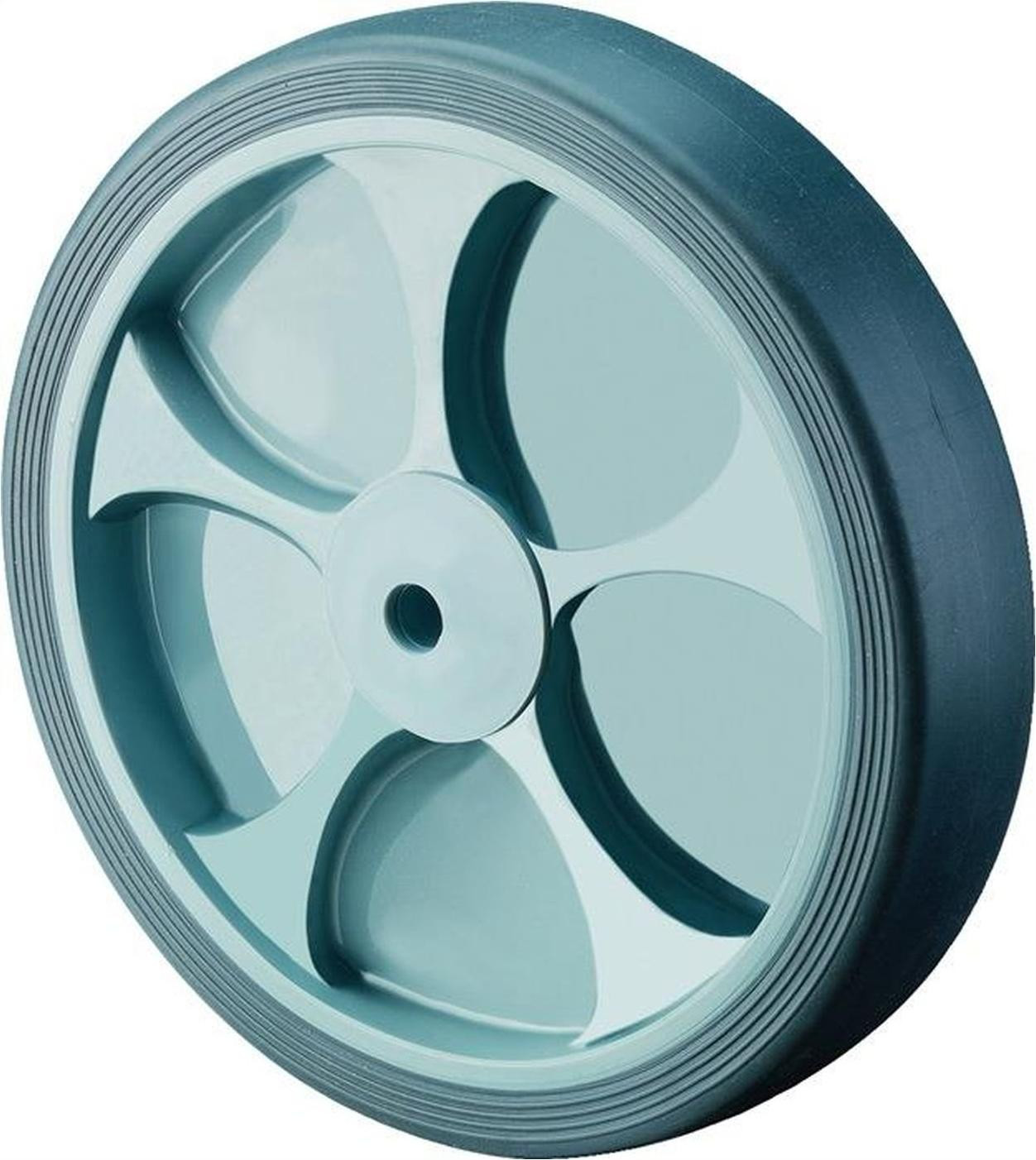 Bs Rollen Reservewiel grijs rubber, diameter 200 mm, draagvermogen 220 kg, asdiameter 20 mm, naflengte 60 mm
