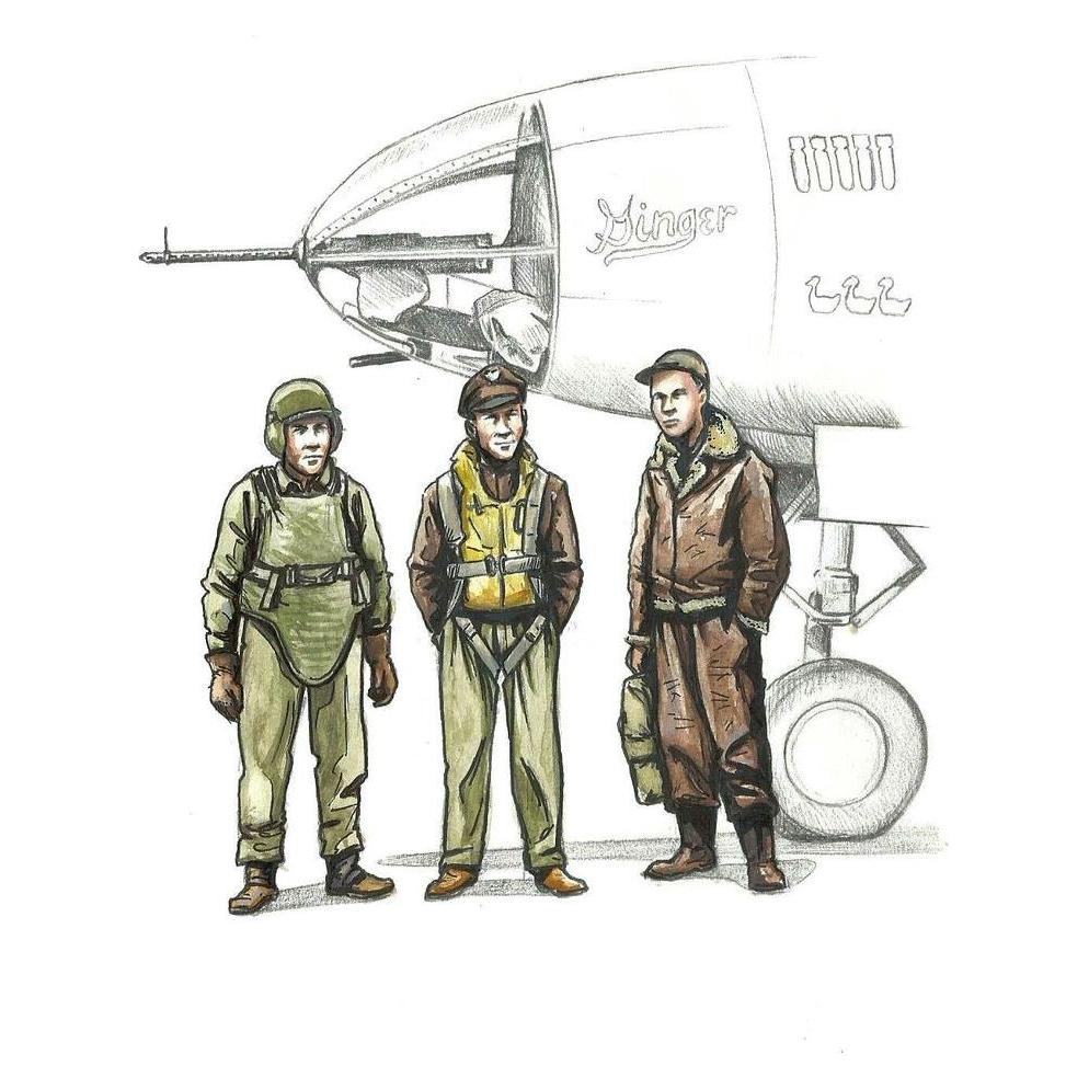 CMK WWII US bomber pilot and two gunners (129-F72339)
