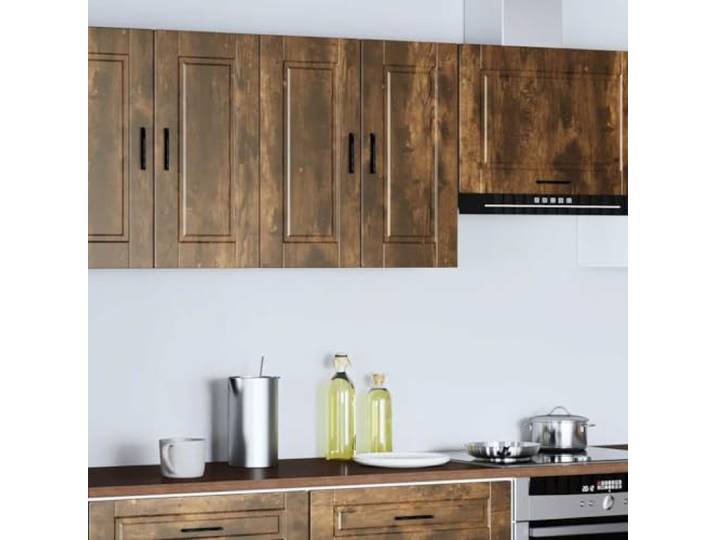 Wandschrank für die Küche, Portweiche, rauchfarbene Eiche, Holz Wandbefestigung im Lieferumfang enthalten, Schrauben und Dübel nicht im Lieferumfang enthalten, glatte Oberfläche