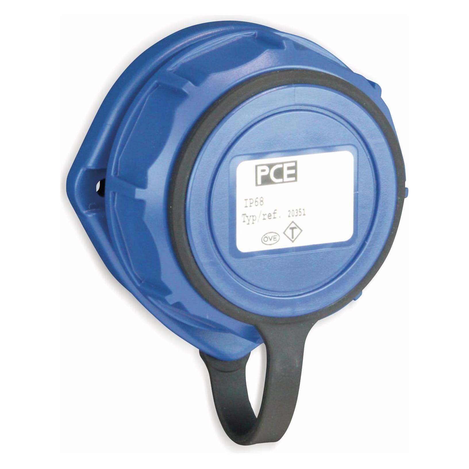 PCE 20351-9b Anbausteckdose mit Deckelband 16A 3p 250V IP66/68 Nautilus (20351-9b)