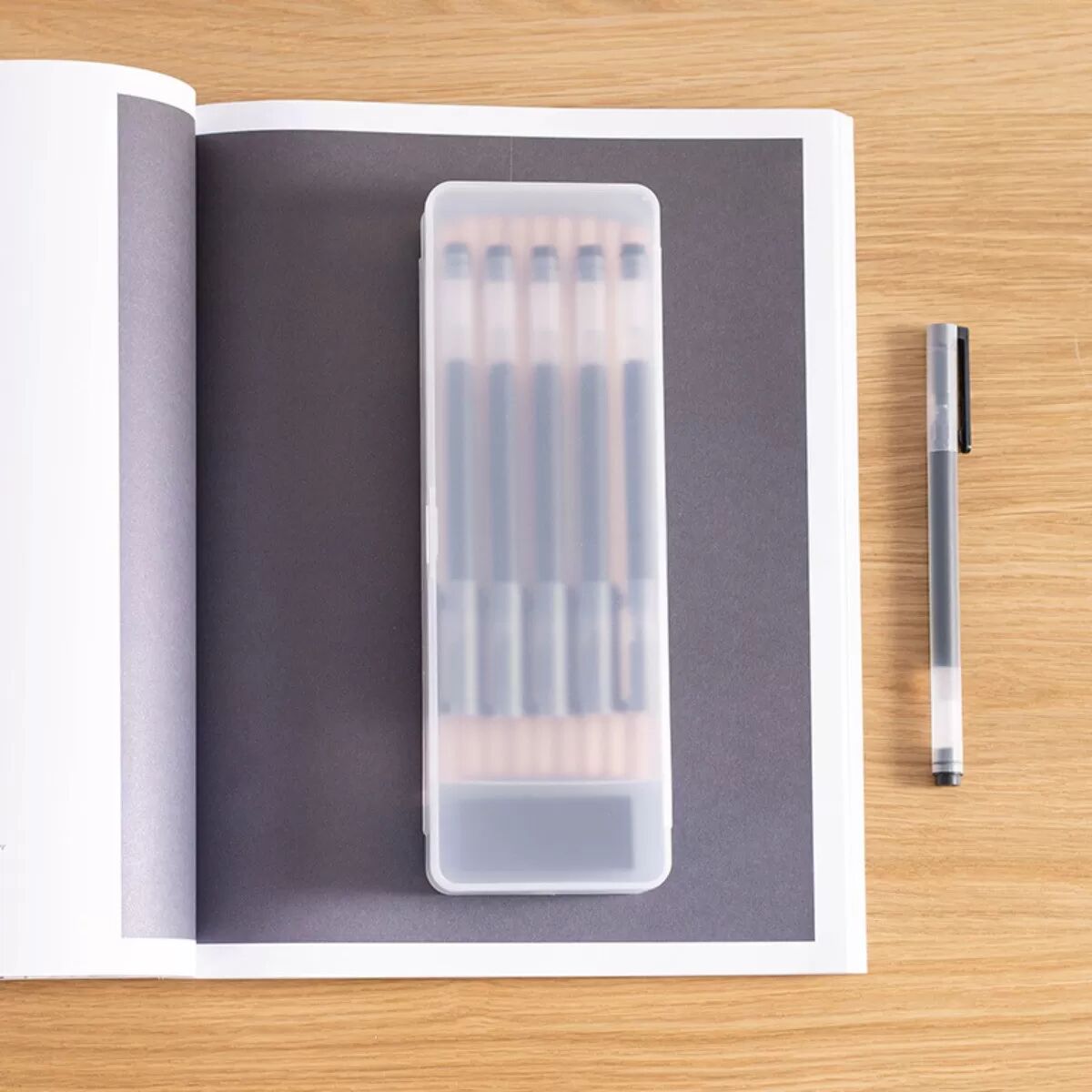 INF Trousse à crayons transparente à double ouverture - Grande capacité et organisateur de papeterie flexible Transparent