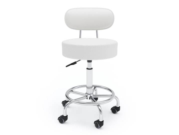 Rollhocker mit Rückenlehne SANDY weiss