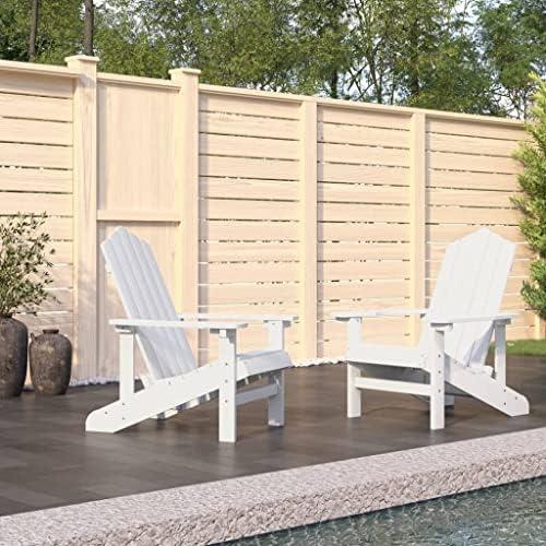 2 Adirondack-Gartenstühle aus weißem HDPE mit breiten Armlehnen und hoher Rückenlehne