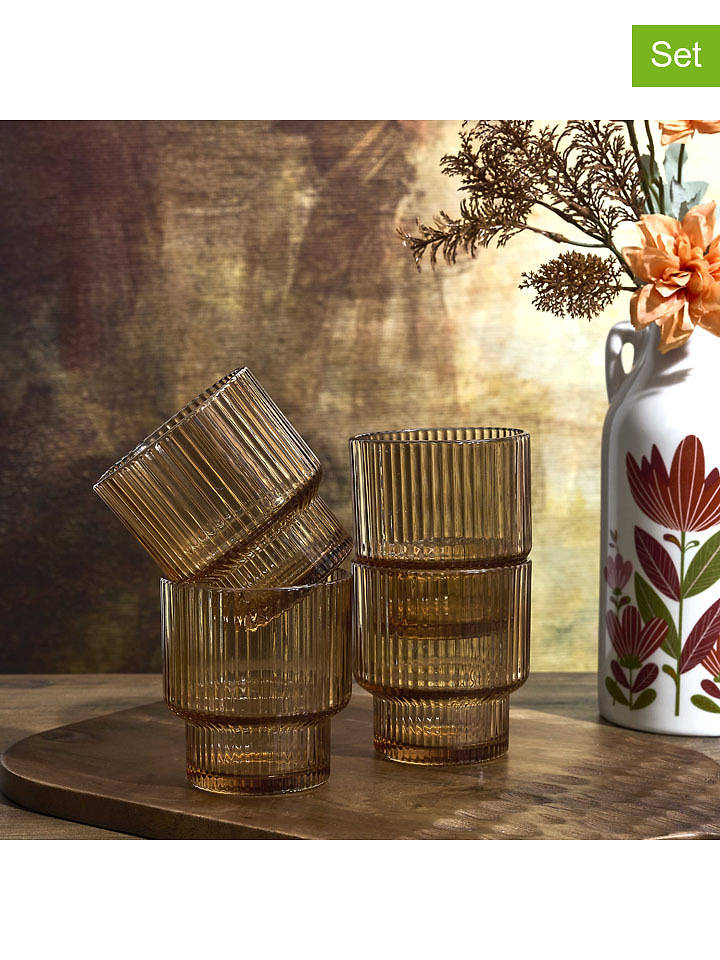 Rétro Chic 4er-Set: Gläser in Gelb - 280 ml - onesize