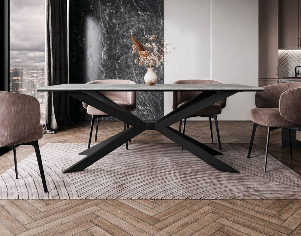 Best Mobilier Table à manger industriel 190 cm gris / noir Gris 190x74x90cm
