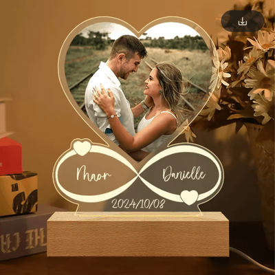 Inspire Picks Personalized Acrylic Photo Plaque Custom Couple Frame For Anniversary & Valentines Gifts warm Light