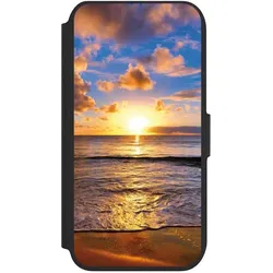 Nivocase Klapphülle für Apple iPhone 8 Handyhülle aus Kunst Leder NIVOflip schwarz Meer Sonnenuntergang (Apple iPhone 8), Smartphone Hülle, Schwarz