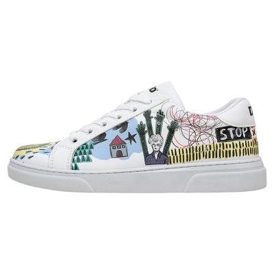 Sneaker DOGO "Ace Low-Top Sneaker I Was Here Damen Sneaker", Damen, Gr. 37, Normalschaft, weiß, Lederimitat, Schuhe Sneaker, Handgefertigt