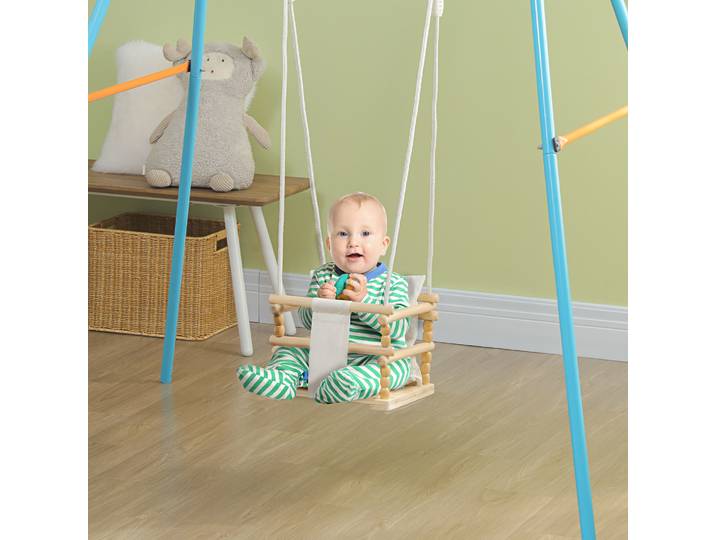 AIYAPLAY Balançoire Enfant Bois Coton Réglable 30x30x180 cm