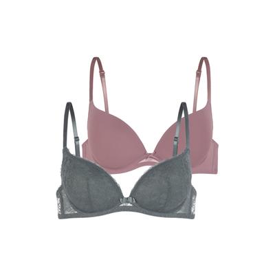 Bügel-BH DORINA "Sonia", Damen, Gr. 80, Cup E, grau (grün, braun), Obermaterial: 86% Polyamid, 14% Elasthan, BHs Bügel-BH