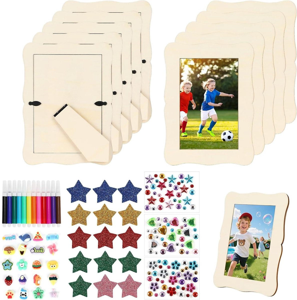 Set van 10 gele houten fotolijsten voor woningdecoratie