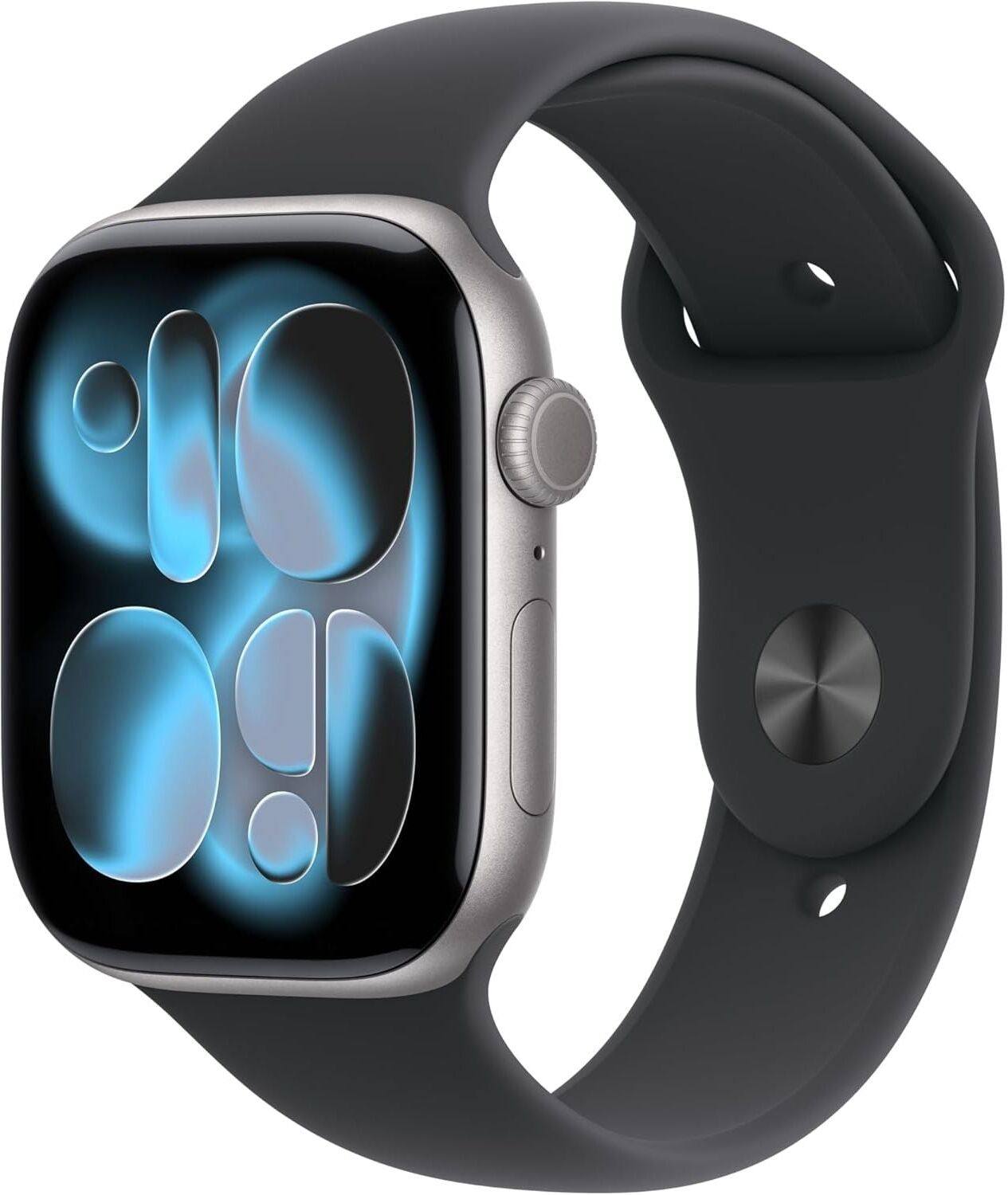 Apple Watch Series 11 GPS 46mm Smartwatch with Space Grey Aluminium Case with Black Sport Band M/L. Sleep Score, Fitness Tracker, Health Monitoring, Always-On Display, Water Resistant, New
