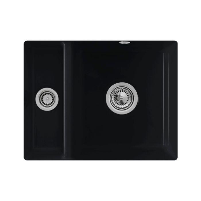 Villeroy und Boch Unterbauspüle 675802S5 mit Ablaufgarnitur und Excenterbetätigung, Ebony