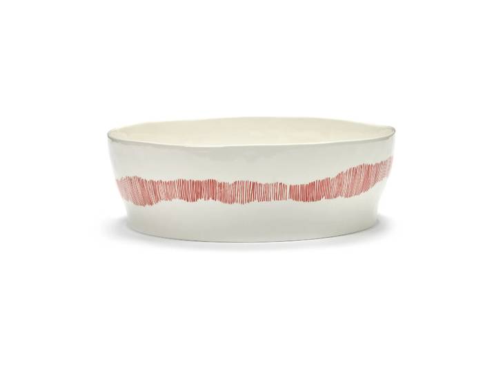 Serax Saladier Ottolenghi Feast Ø27,5 cm White stripes-red