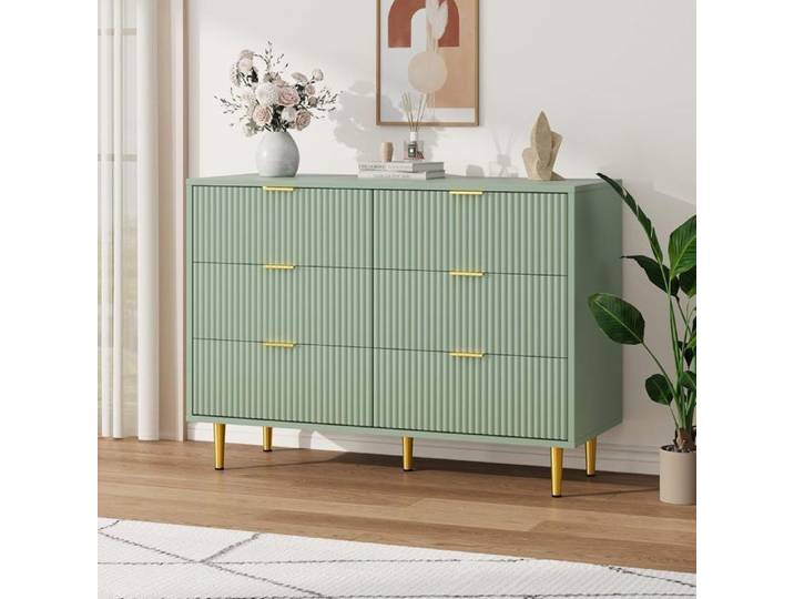 Garvee commode de chambre-commode avec 6 tiroirs - armoire à tiroirs-meuble de chambre- style moderne-vert olive-100x75x40 cm