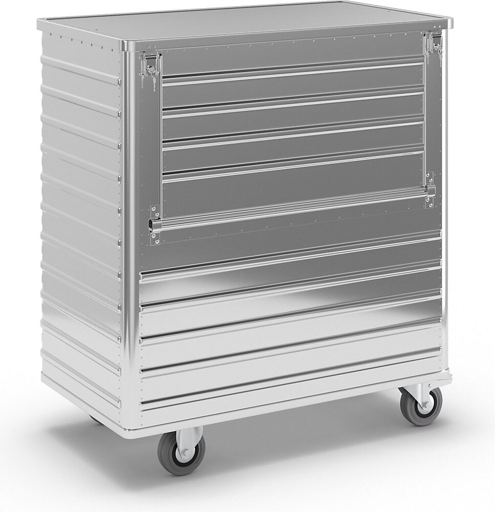 Alu-Kastenwagen, abklappbare Seitenwand, mit Deckel, abschließbar, Volumen 1050 l Gmöhling