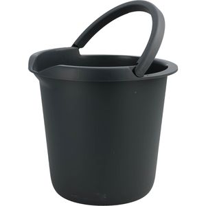 Nölle Putzeimer Haushaltseimer, 12 Liter, rund, aus Kunststoff, silber, mit Ausgussöffnung