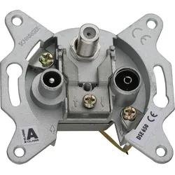 UP-Antennendose Schwaiger 3-loch 1 x F-Buchse, 1 x IEC Buchse, 1 x IEC Stecker